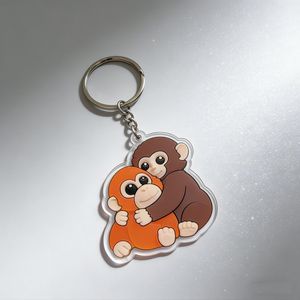 Clear Holographic Cute Cartoon Monkey Acrylic Key Chain View 1