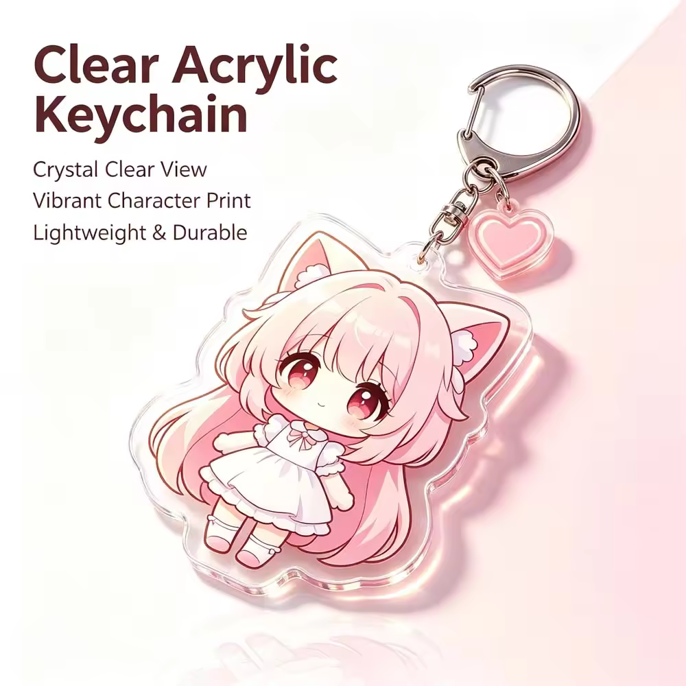 Clear Acrylic Keychain Personalized Photo Key Ring Transparent Charm Pen... View 1