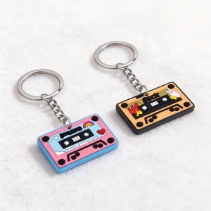 Logo Rubber Key Ring, Cute Vintage Pendant Bag Accessory Soft PVC Keychain View 1