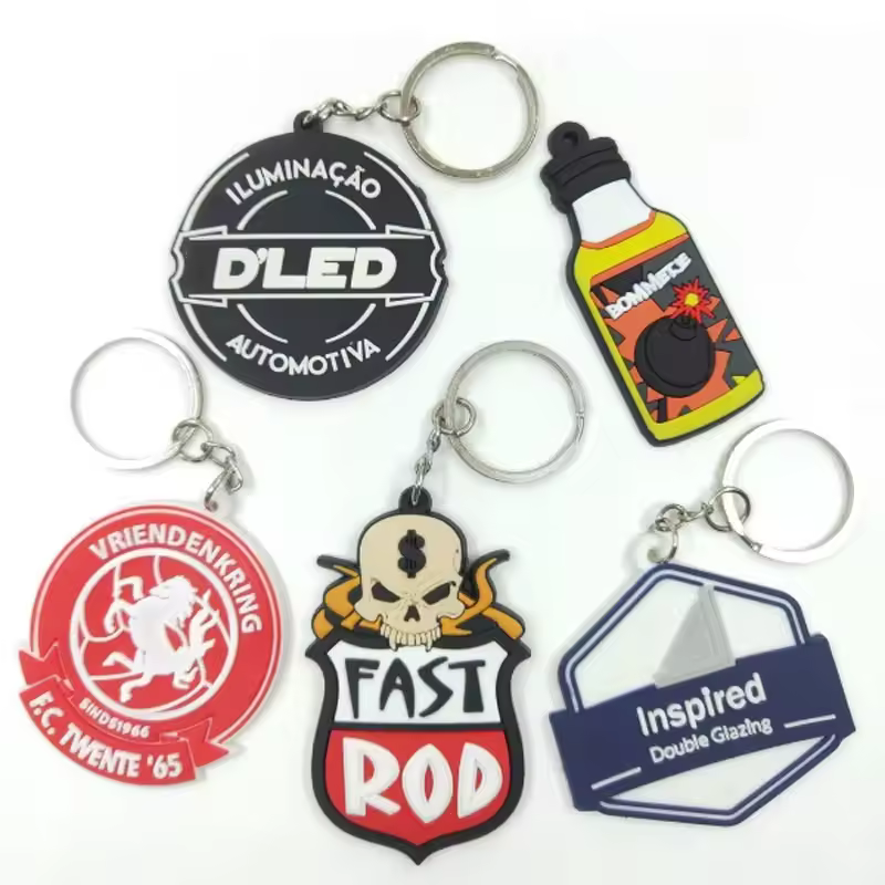 Durable PVC Rubber Keychains Soft Material Embossed Printing Brand Logo... View 1
