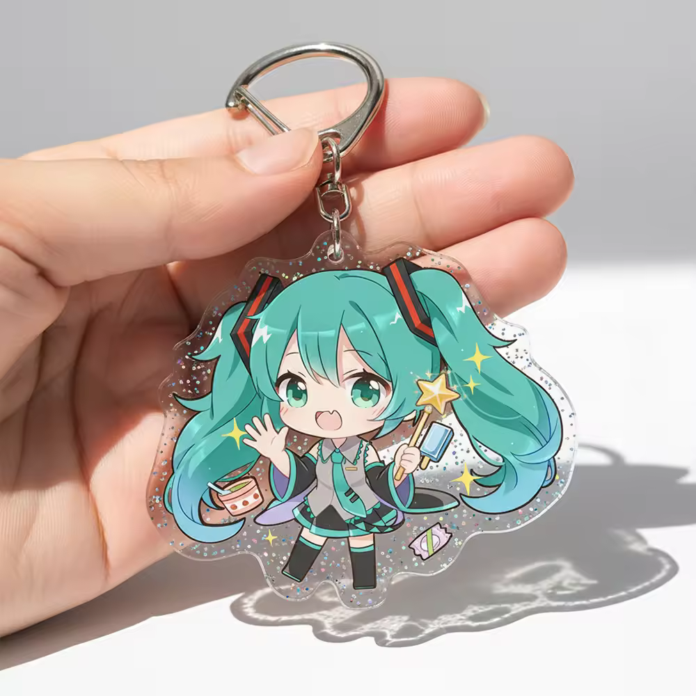 Holographic Cartoon Glitter Acrylic Keychain Keyring Plastic Key Chain A... View 1