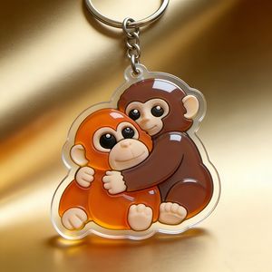 Clear Holographic Cute Cartoon Monkey Acrylic Key Chain DIY Acrylic Keyc... View 1