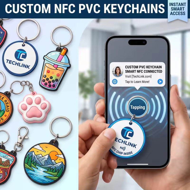 NFC Smart Chip Keychain PVC Keyring Tap To Share Digital Business Card K... View 1