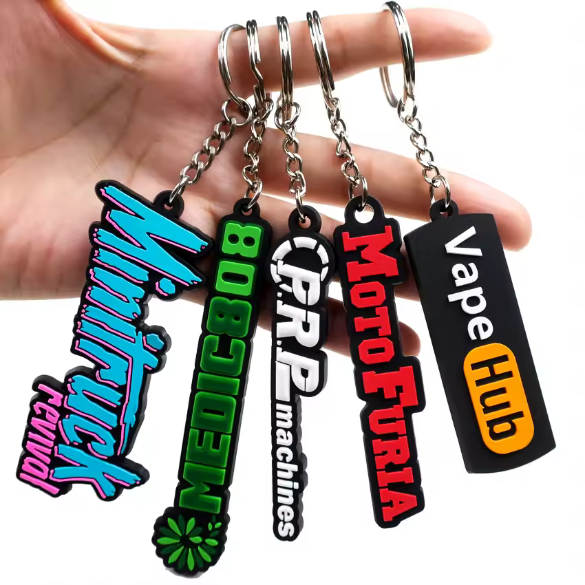 Personalized Soft Pvc Logo 2D Rubber Gift Key Chain Logo Letter Keychain View 1